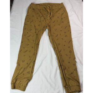 Southpole Mens XL Tan Brown All Over Print Logo Chino Joggers Streetwear